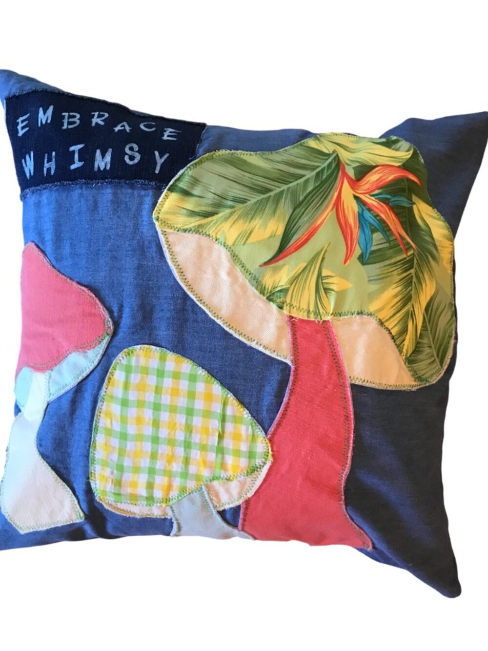 Handmade Mushroom Pillow Cover 18x18 Whimsical Cottagecore Farmhouse Home Decor